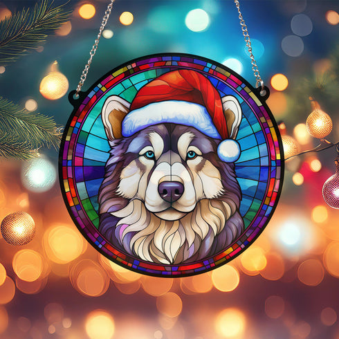 Alaskan Malamute Christmas Suncatcher